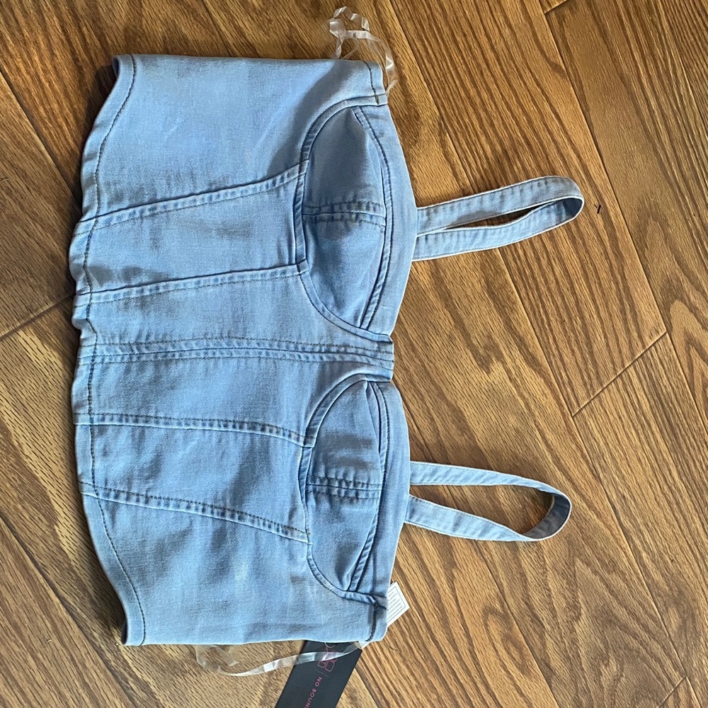 Light Blue Denim Crop Top